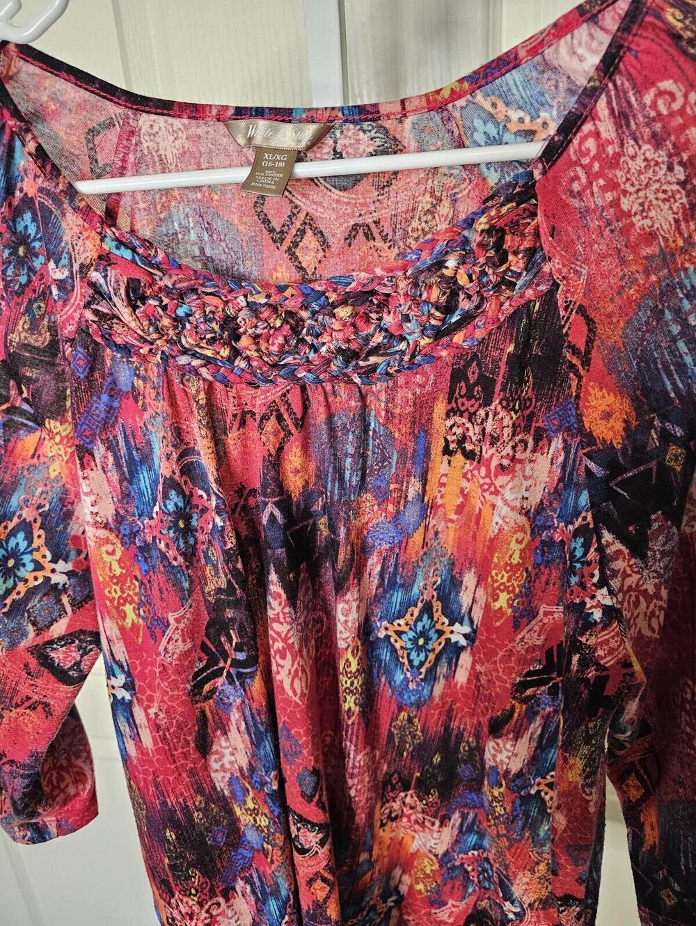 White Stag Women's XL (16-18) Multicolor Patterned 3/4 Sleeve Top - Picture 4 of 5